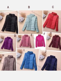 Wholesale Women's Casual Stand Collar Long Sleeve Plain Puffer Jacket, LIUHUA CLOTHING WHOLESALE