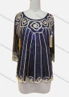 Wholesale Women's Elegant Sheer Floral Sequin Embroidery Round Neck Half Sleeve Blouse - Liuhuamall