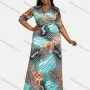 Wholesale Women's Casual Wrap V Neck Half Sleeve Allover Print Lace Up Maxi Dress preview