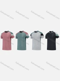 Wholesale Men's Casual & Sporty Quick Dry Splicing Colorblock Round Neck Short Sleeve Athletic Tee 2816#, LIUHUA CLOTHING WHOLESALE