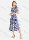 Wholesale Women's Round Neck Short Sleeve Allover Floral Print A-Line Midi Dress - Liuhuamall