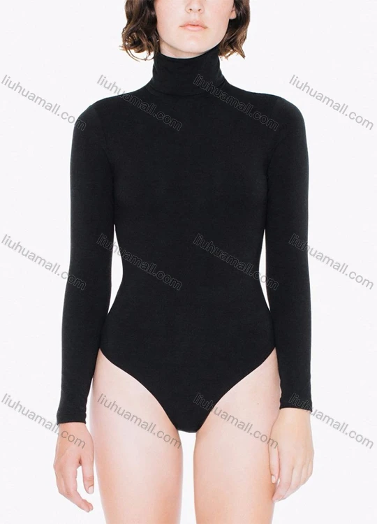 Wholesale Women's Casual Turtleneck Long Sleeve Slim Plain Bodysuit W0721#