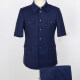 Men's Plain Button Down Multiple Pockets Short Sleeve Chines Tunic Suit & Pants 2-Piece Sets BV220303# Navy Clothing Wholesale Market -LIUHUA