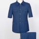 Men's Plain Button Down Multiple Pockets Short Sleeve Chines Tunic Suit & Pants 2-Piece Sets BV220303# Dark Blue Clothing Wholesale Market -LIUHUA