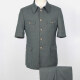 Men's Plain Button Down Multiple Pockets Short Sleeve Chines Tunic Suit & Pants 2-Piece Sets BV220303# Dim Gray Clothing Wholesale Market -LIUHUA