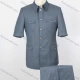Wholesale Men's Plain Button Down Multiple Pockets Short Sleeve Chines Tunic Suit & Pants 2-Piece Sets BV220303# Gray Blue Clothing Wholesale Market Liuhua