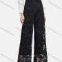 Wholesale Women's Casual Plain Guipure Lace High Waist Wide Leg Pants preview