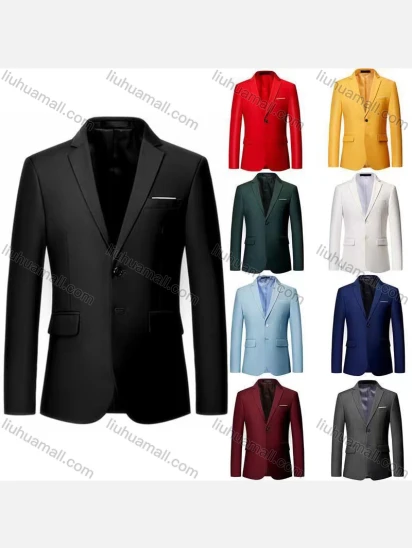 Wholesale Men's Formal Business Plain 2 Buttons Lapel Patch Pocket Suit Jacket