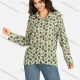 Wholesale Women's Casual Leaves & Floral Print Buttons Down Long Sleeve Shirt White Clothing Wholesale Market Liuhua
