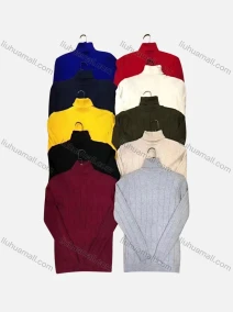 Wholesale Men's Casual Plain Rib-knit Turtleneck Long Sleeve Sweater, LIUHUA CLOTHING WHOLESALE