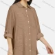 Wholesale Women's Collar Long Sleeve Button Down Buckle Strap Cuff Patch Pocket Hot Stamping Letter Curved Hem Tunic 5# Clothing Wholesale Market Liuhua