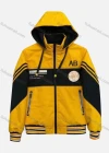 Wholesale Men's Casual Colorblock Letter Print Striped Long Sleeve Drawstring Zipper Hoodie 53# - Liuhuamall