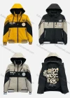 Wholesale Men's Casual Colorblock Letter Print Striped Long Sleeve Drawstring Zipper Hoodie 53# - Liuhuamall