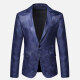 Men's Formal Paisley Print Lapel Patch Pocket One Button Evening Suit Jacket Dark Blue Clothing Wholesale Market -LIUHUA