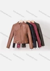 Wholesale Women's Casual Stand Collar Long Sleeve Zipper Plain Leather Crop Biker Jacket - Liuhuamall