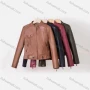 Wholesale Women's Casual Stand Collar Long Sleeve Zipper Plain Leather Crop Biker Jacket preview