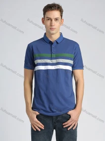 Wholesale Men's Casual Cotton Colokblock Striped Short Sleeve Polo Shirt, LIUHUA CLOTHING WHOLESALE