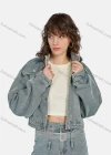 Wholesale Women's Casual Distressed Stand Collar Long Sleeve Buttons Down Jacket & Ankle Length Jean With Belt 2 Piece Denim Set - Liuhuamall