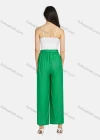 Wholesale Women's Lace Up Ruched Buttons Plain Wide Leg Casual Trouser 2204# - Liuhuamall