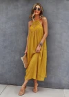 Wholesale Women's Casual Halter Guipure Lace Front Swiss Dots Print Maxi Dress - Liuhuamall