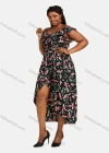 Wholesale Women's Cold Shoulder Cap Sleeve Froral Print Midi Dress A09# - Liuhuamall