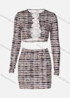 Wholesale Women's Sexy Lace Up Long Sleeve Top & Short Skorts 2 Piece Set S1A6829# - Liuhuamall