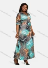 Wholesale Women's Casual Wrap V Neck Half Sleeve Allover Print Lace Up Maxi Dress - Liuhuamall