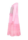 Wholesale Girls Elegant Crew Neck Long Sleeve 3D Floral Rhinestone Splicing Pearl Decor Dress - Liuhuamall