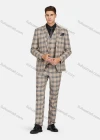 Wholesale Men's Formal Lapel Plaid Pockets Blazer & Waistcoat & Pant 3 Pieces Suit Sets - Liuhuamall