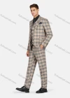 Wholesale Men's Formal Lapel Plaid Pockets Blazer & Waistcoat & Pant 3 Pieces Suit Sets - Liuhuamall