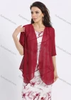 Wholesale Women's Elegant Half Sleeve Sheer Ruffle Hem Cardigan Floral Print Sleeveless Pencil Dress 2 Piece Set - Liuhuamall