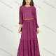 Wholesale Women's Chiffon Crew Neck Plain Ruched Ruffle Trim Layered Hem Maxi Dress With Belt 2# Clothing Wholesale Market Liuhua