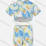 Wholesale Women's Tie Dye Casual Short Sleeve Hooded Crop Top & Drawstring Pocket Shorts Sets preview