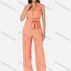 Wholesale Women's Casual Plain Turn-down Collar Flap Pockets Sleeveless Jumpsuit With Belt K1469# 3# Guangzhou Clothing Wholesale Market & Suppliers -LIUHUAMALL