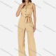 Wholesale Women's Casual Plain Turn-down Collar Flap Pockets Sleeveless Jumpsuit With Belt K1469# 4# Guangzhou Clothing Wholesale Market & Suppliers -LIUHUAMALL