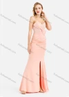 Wholesale Women's Elegant Plain Rhinestone Bow Knot Ruched Split Hem Strapless Tube Bodycon Evening Dress - Liuhuamall