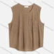 Wholesale Men's Casual Plain Round Neck Patch Pocket Sleeveless Tank Tops M1008# Khaki Clothing Wholesale Market Liuhua