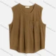 Wholesale Men's Casual Plain Round Neck Patch Pocket Sleeveless Tank Tops M1008# Ginger Clothing Wholesale Market Liuhua