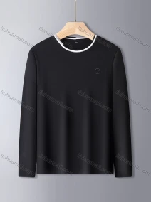 Wholesale Men's Casual Long Sleeve Multi-color Striped Trim Crew Neck Letter T-shirt 857#, LIUHUA CLOTHING WHOLESALE