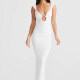 Women's Sexy Plain Sleeveless Backless Slit Maxi Cami Dress White Clothing Wholesale Market -LIUHUA