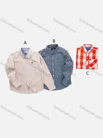 Wholesale Boys' Casual Collared Long Sleeve Pocket Plaid Print Shirt, LIUHUA CLOTHING WHOLESALE