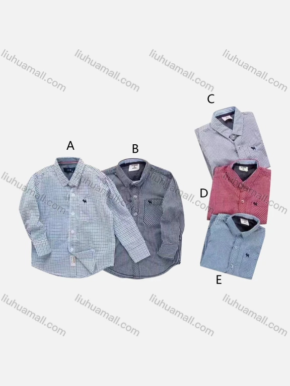 Wholesale Boys' Casual Collared Long Sleeve Pocket Plaid Print Shirt