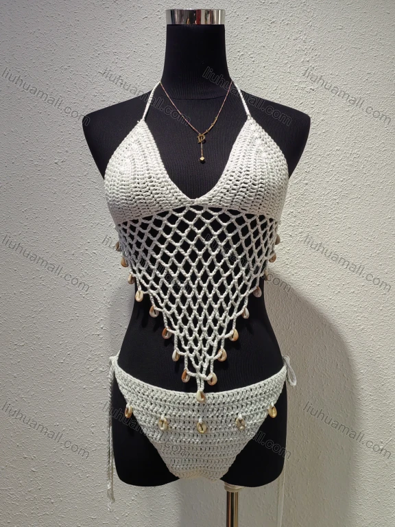 Wholesale Women's Vacation Crochet Cover Up Two Piece Sets L051#