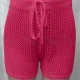 Wholesale Women's Vacation Hollow Out Semi-Sheer Drawstring Plain Shorts 80317# 522 Clothing Wholesale Market Liuhua