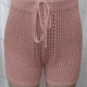 Wholesale Women's Vacation Hollow Out Semi-Sheer Drawstring Plain Shorts 80317# 525 Clothing Wholesale Market Liuhua