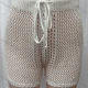 Wholesale Women's Vacation Hollow Out Semi-Sheer Drawstring Plain Shorts 80317# White Clothing Wholesale Market Liuhua