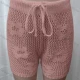 Wholesale Women's Vacation Hollow Out Semi-Sheer Drawstring Plain Floral Design Shorts 80318# 525 Clothing Wholesale Market Liuhua