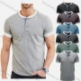 Wholesale Men's Casual Contrast Neck Plain Henley Shirt preview