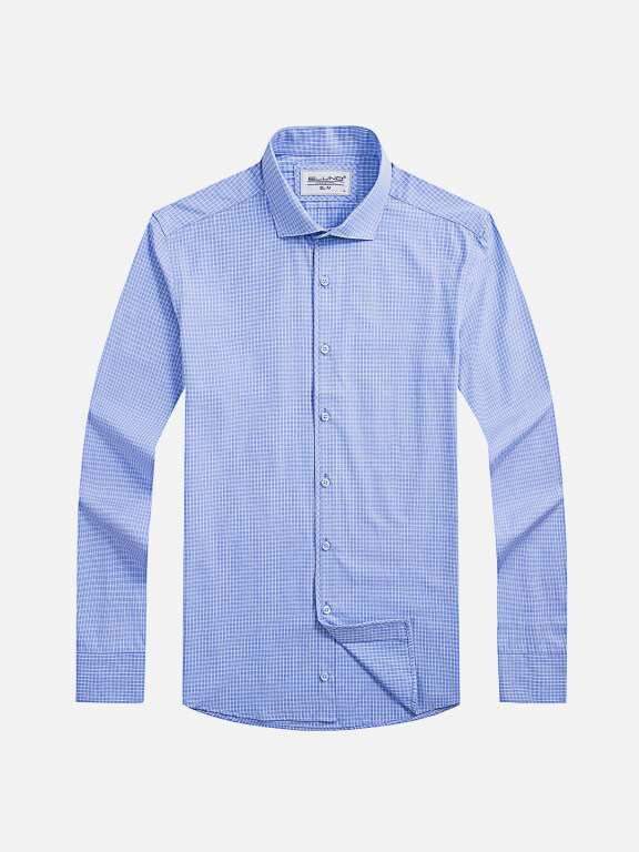 Men's Formal Collared Long Sleeve Plaid Button Down Dress Shirts, Clothing Wholesale Market -LIUHUA, Men, Men-s-Tops