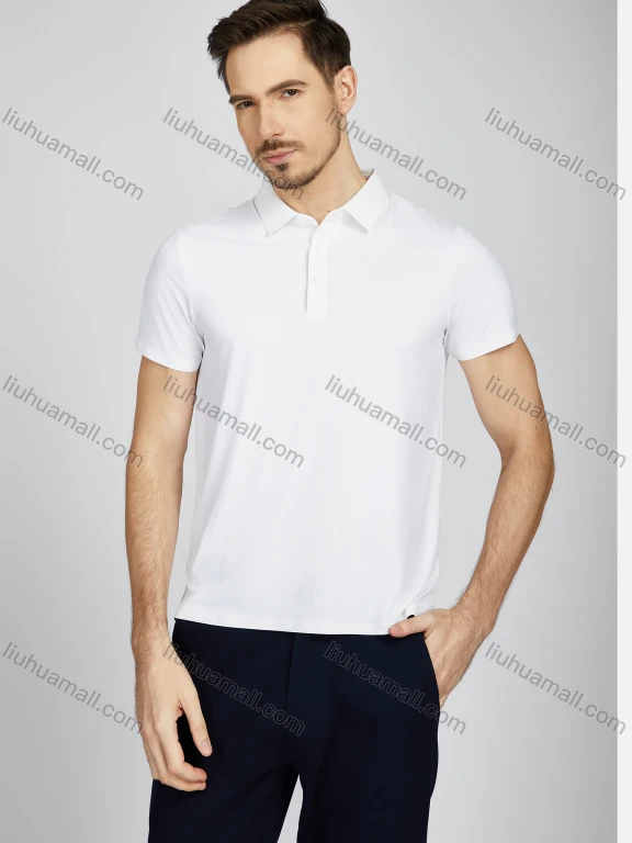 Wholesale Men's Casual Plain Short Sleeve Split Hem Slim Fit Polo Shirt AXM-002#
